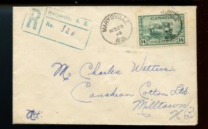 ?MARYSVILLE, N.B. registration h/s 1948 WAR Issue cover Canada