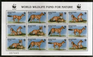 Bhutan 1997 WWF Dhole Whistling Dog Wildlife Animals Fauna Sc 1149 Sheetlet MNH