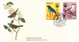 Paraguay 1985 FDC Scott #2141c, #2141d Blue manakin, White monjita Audubon Birds