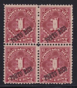 Puerto Rico US Possession Stamp J1 Block Mint Unused Dist Gum 25 &36 deg overprt