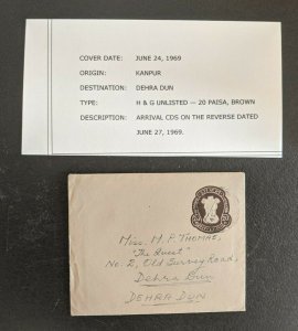 1969 Kanpur India Postal Stationary Cover to Dehra Dun Arrival CDS