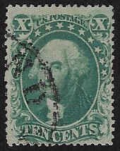 U.S. #33 Used H; 10c Washington (1857) - PF Certificate