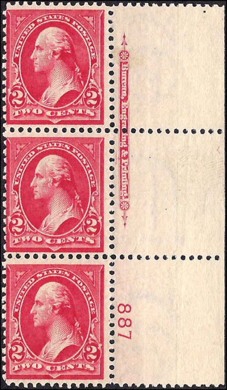 279B Mint,OG,NH... Plate# / Imprint Strip of 3... SCV $85.00