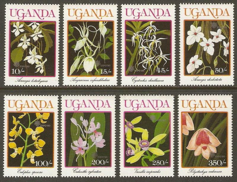 Uganda #782-85A NH Orchids O/P Expo