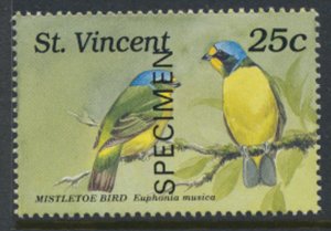 St Vincent Sc# 1186 MNH  Indigenous Birds  OPT SPECIMEN see details            