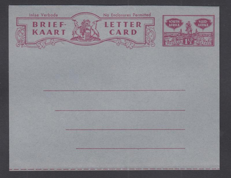 South Africa H&G F26 mint 1955 1½p Letter Card, fresh & VF