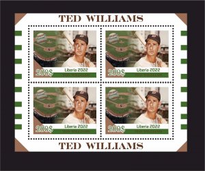 Stamps.Sports Baseball Ted Williams 2022 year ,9 sheets  perforated  NEW