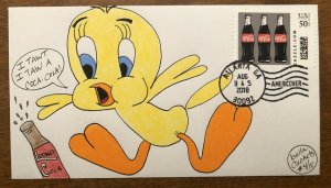 2018 Zazzle Coca Cola 50c Tweety Vogel Hand Drawn Cachet Show Stempel