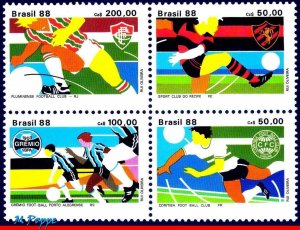 2149A BRAZIL 1988 FAMOUS CLUBS, CHAMPIONSHIP FOOTBALL SOCCER, RHM C-1596-99 MNH