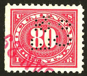 U.S. #R239 USED  PERFIN MAGENTA CANCEL