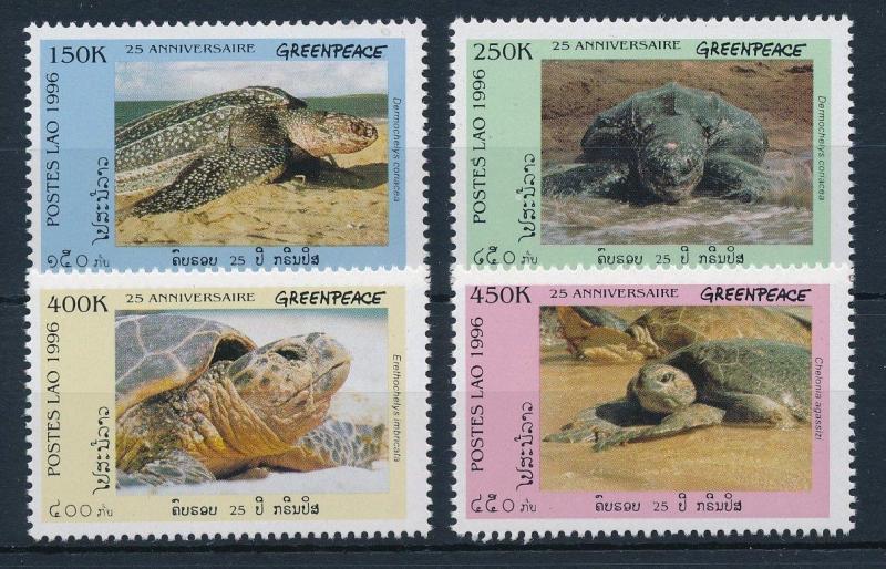 [31472] Laos 1996 Marine Life 25 Year Greenpeace Sea Turtles MNH