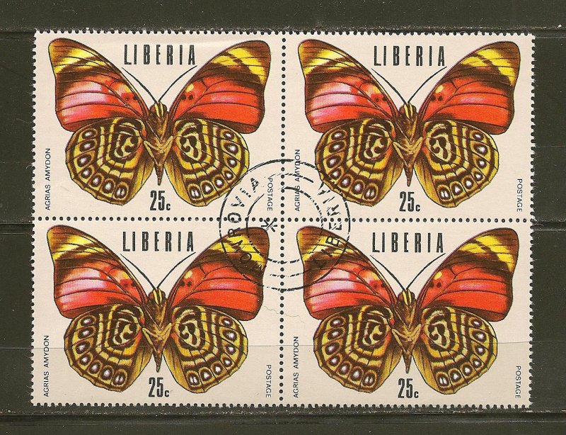 Liberia Butterfly Block of 4 CTO