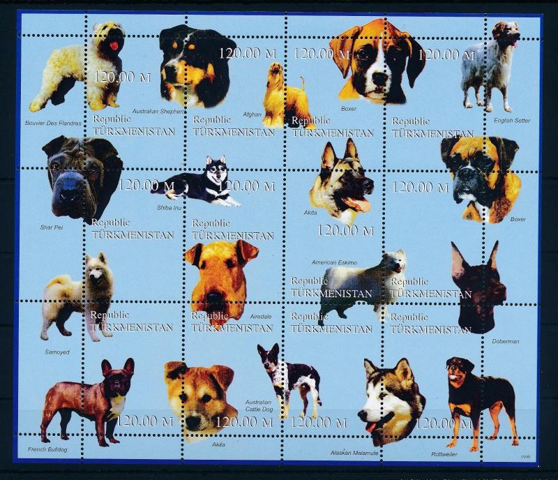 [62294] Turkmenistan 1999 Dogs Sheet MNH