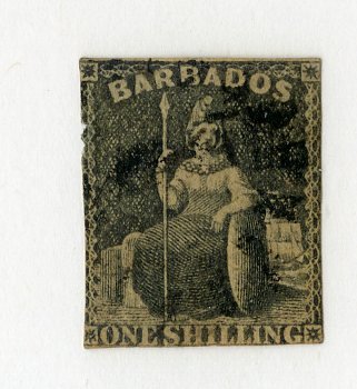 BARBADOS 9 USED (SMALL THIN) SCV $85.00 BIN $15.00 ROYALTY