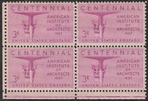 SC#1089 3¢ Architects Issue Block of Four (1957) MNH