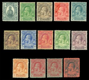 TURKS & CAICOS 1922-26 King GEORGE V complete set Scott # 44-57 mint MH