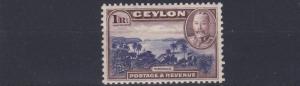 CEYLON  1935  S G 378  1R  VIOLET BLUE & CHOCOLATE  VLMH