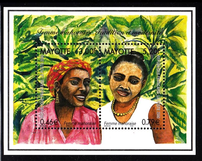 Mayotte MNH Scott #137 Souvenir sheet of 2 Mahoraise Women