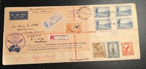 1934 Registered Australia Papua New Guinea Dual Postage FFC Cover Ashfield NSW 2