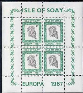 Isle of Soay 1967 Europa (Shells) 1s Cockle perf sheetlet...