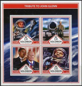 SOLOMON ISLANDS 2017 TRIBUTE TO JOHN GLENN SHEET  MINT NEVER HINGED