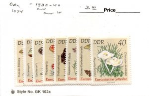 Germany - DDR, Postage Stamp, #1533-1540 Mint LH, 1974 Mushroom (AD)