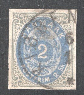Denmark #16b  Imperf, Used, VF, Rare Stamp, CV $500.00  .....  1671116