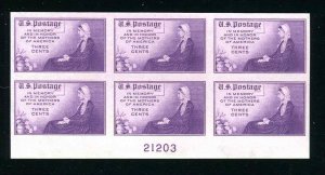 754 Whistler's Mother Plate Block of 3¢ Stamps Imperf 