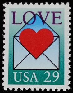 1992 29c Love, Heart Envelope Scott 2618 Mint F/VF NH