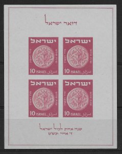 ISRAEL 1949 Tabul Miniature sheet imperf unmounted mint - 7219
