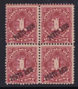 Puerto Rico Stamp Postage Due J1 Block Both 25 & 36 Degree Overprint Dist Gum