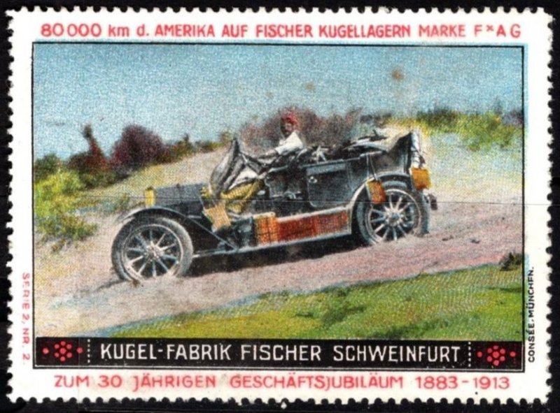 1913 Germany Poster Stamp 30th Anniversary FAG Ball Bearing Factory Schweinfurt