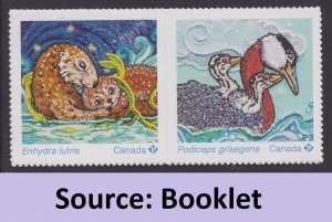 Canada 3379-3380 3380a Animal Mother & Babies P pair from booklet MNH 2023