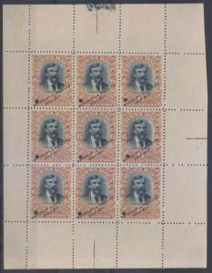 COSTA RICA 1903 Sc 56 MINISHEET OF 9 PERF PROOF + SPECIMEN UNUSED VF & SCARCE 