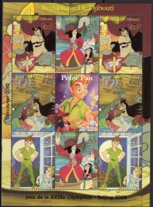 Djibouti 2008 DISNEY-PETER PAN -OLYMPICS Sheetlet (6+3L) MNH