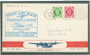 Great Britain 244/245 First TransAtlantic airmail England to Canada & U.S. 6/30/39, back cancel NY 7/1/39