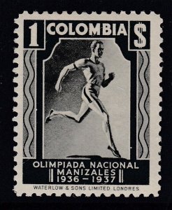 Colombia 1937 1p Black Olympics LM Mint. Scott 447