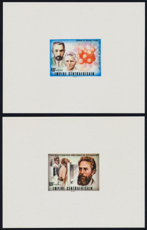 Central Africa 293-4 Deluxe Sheets MNH Nobel Prize Winners, Curie, Ronentgen