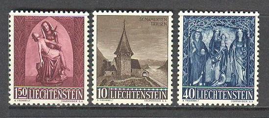 LIECHTENSTEIN Sc# 317 - 319 MH FVF Set3 Chapel Madonna Pieta