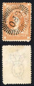 Queensland SGF21 5/- Orange-brown Wmk Large Crown Postally Used Cat 250 pounds