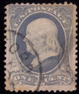 US Sc 156 Used 1c ultramarine F-VF