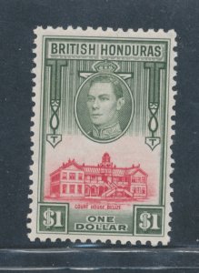 1938-47 British Honduras, Stanley Gibbons #159 - $1 olive scarlet - MNH**