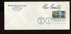 C76 1st Man on the Moon FDC Senator Alan Cranston Free Frank Cachet (915 x)