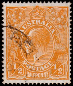 Australia Scott 66a, Perf. 14, Orange (1927) Used F-VF, CV $7.25M