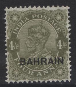 BAHRAIN -Scott 17-KGV Definitive -1934- Mint no Gum - Ol Grn- Single 4a Stamp