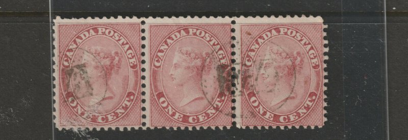 CANADA #14 strip of three USED