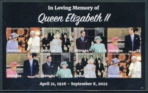 GRENADA 2022 IN LOVING MEMORY OF QUEEN ELIZABETH II IMPERF SET OF SHEETS MINT NH