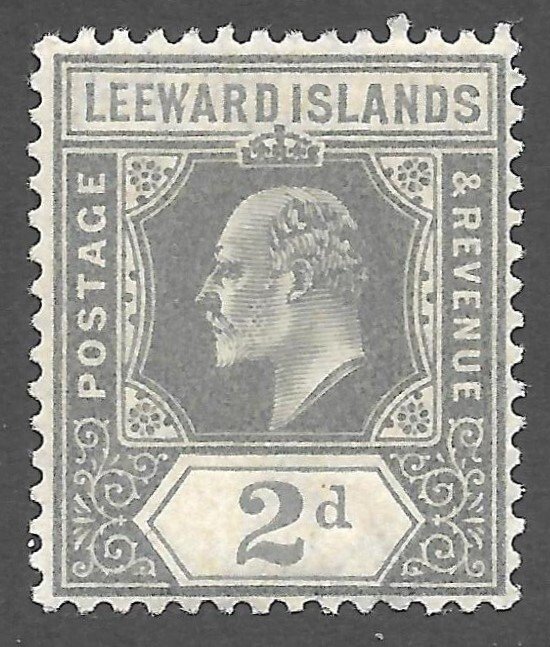 Doyle's_Stamps: 1911 MH Leeward Islands King Edward VII 2d, Scott #44*