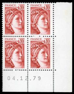 France 1563 Unused (MH) (Corner Block of 4)