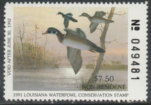 U.S.-LOUISIANA 6, STATE DUCK HUNTING PERMIT STAMP. MINT, NH. VF